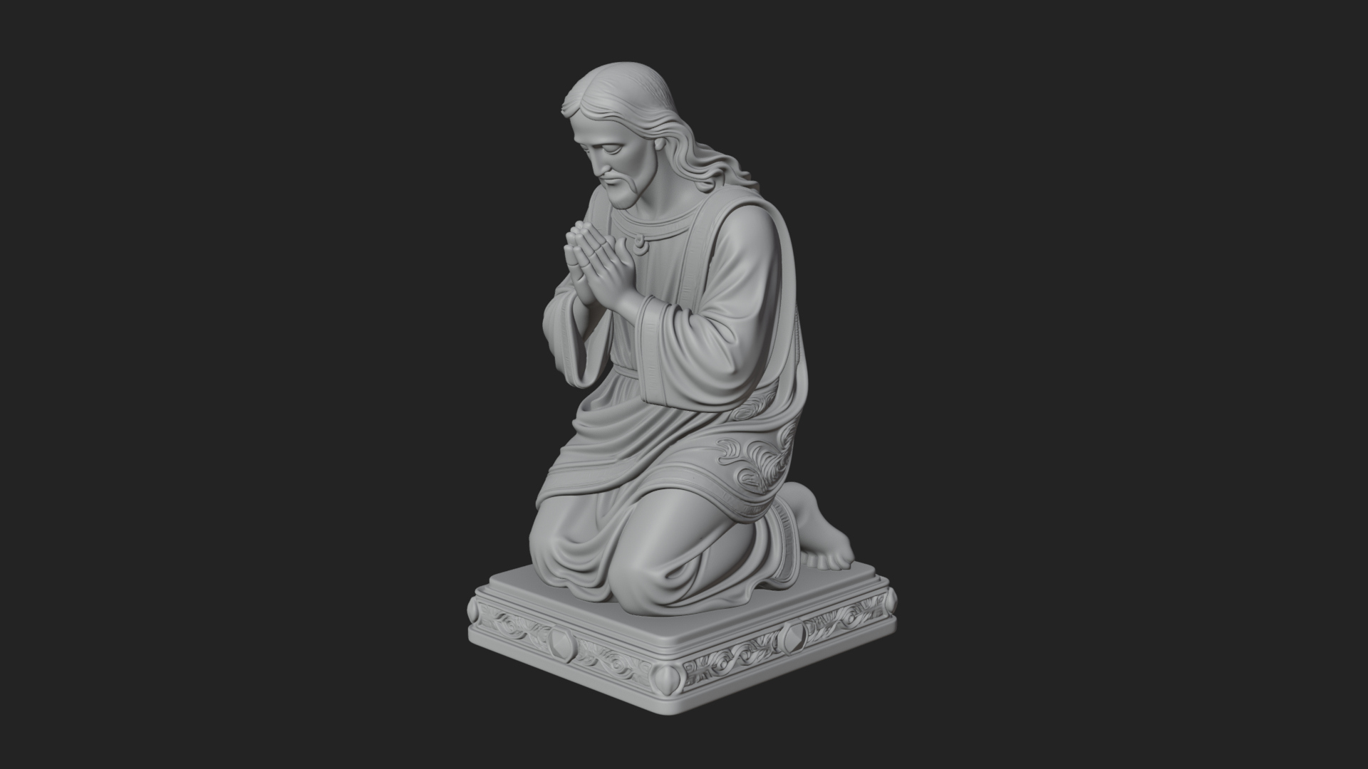 Christ Kneeling in Prayer Statue Design 3 3D Print Model 3D Model