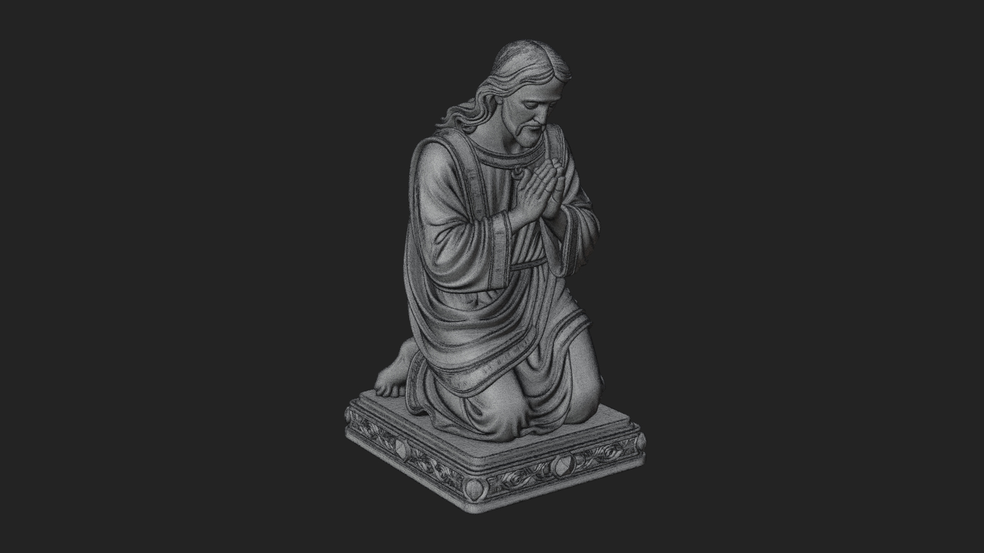 Christ Kneeling in Prayer Statue Design 3 3D Print Model 3D Model