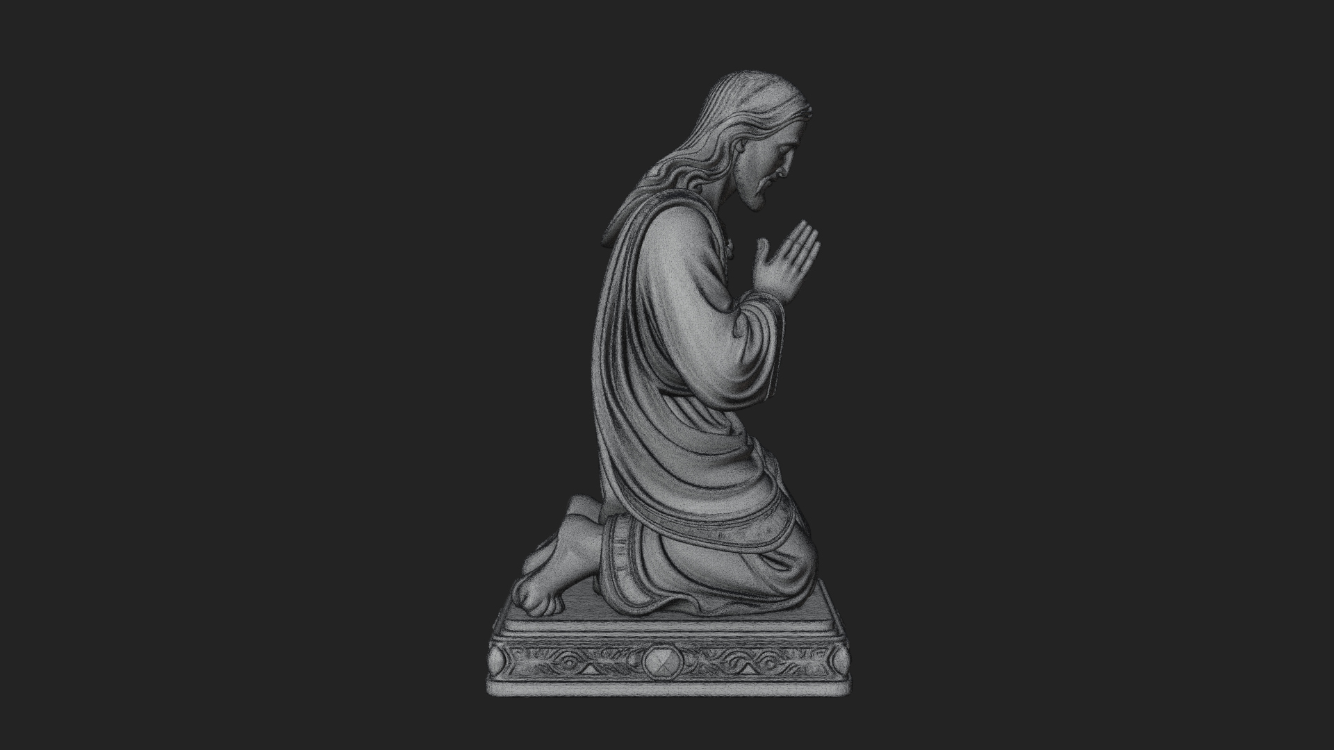 Christ Kneeling in Prayer Statue Design 3 3D Print Model 3D Model