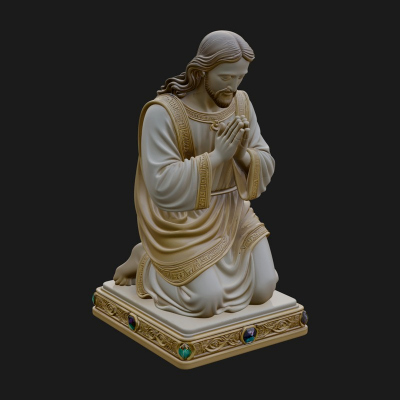 Christ Kneeling in Prayer Statue Design 3 3D Print Model