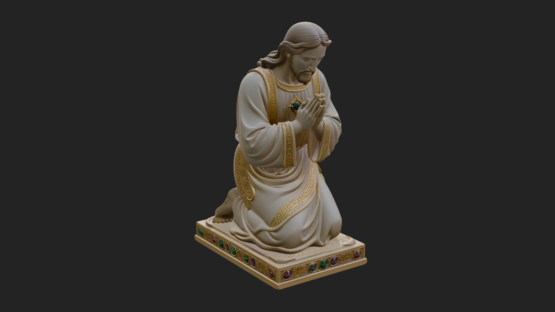 Christ Kneeling in Prayer Statue Design 4 3D Print Model 3D Model