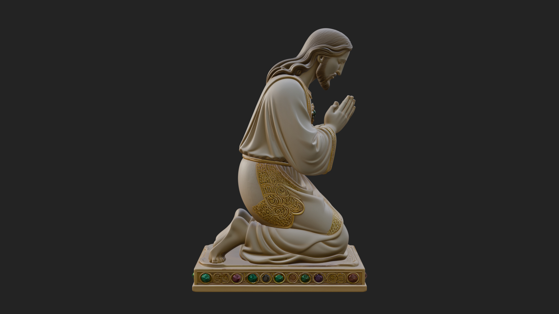 Christ Kneeling in Prayer Statue Design 4 3D Print Model 3D Model