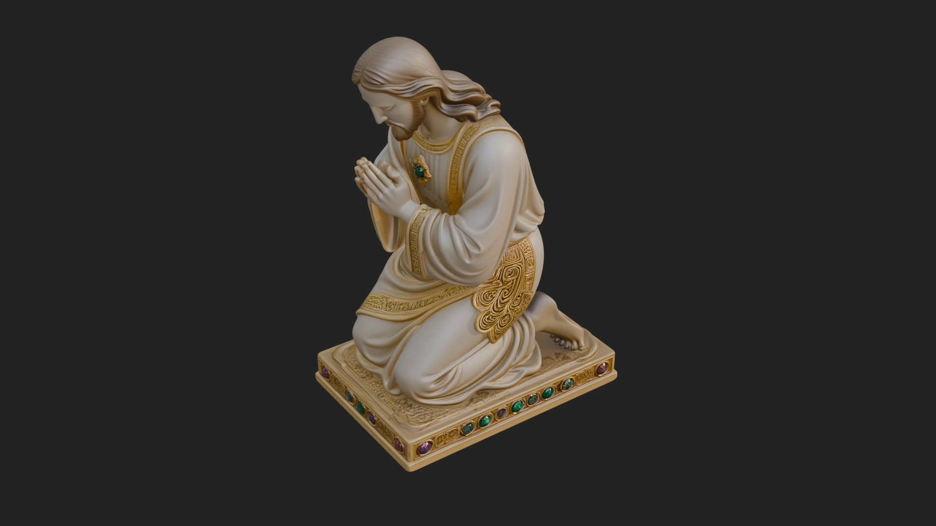 Christ Kneeling in Prayer Statue Design 4 3D Print Model 3D Model
