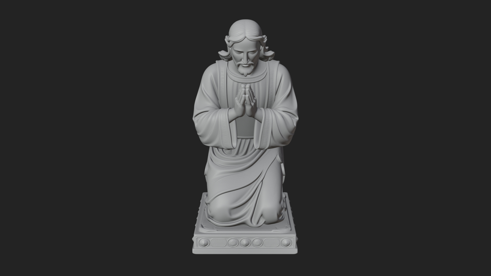 Christ Kneeling in Prayer Statue Design 4 3D Print Model 3D Model