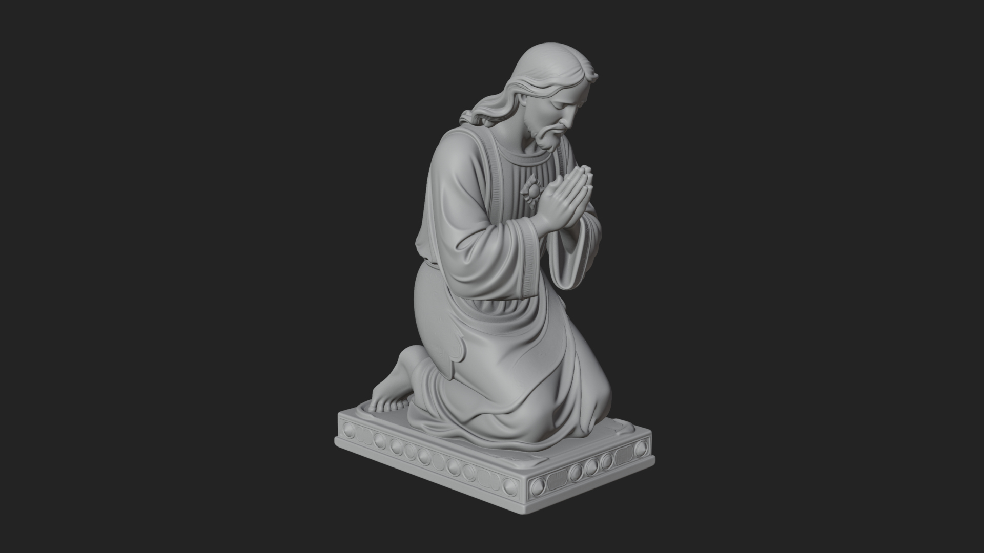 Christ Kneeling in Prayer Statue Design 4 3D Print Model 3D Model
