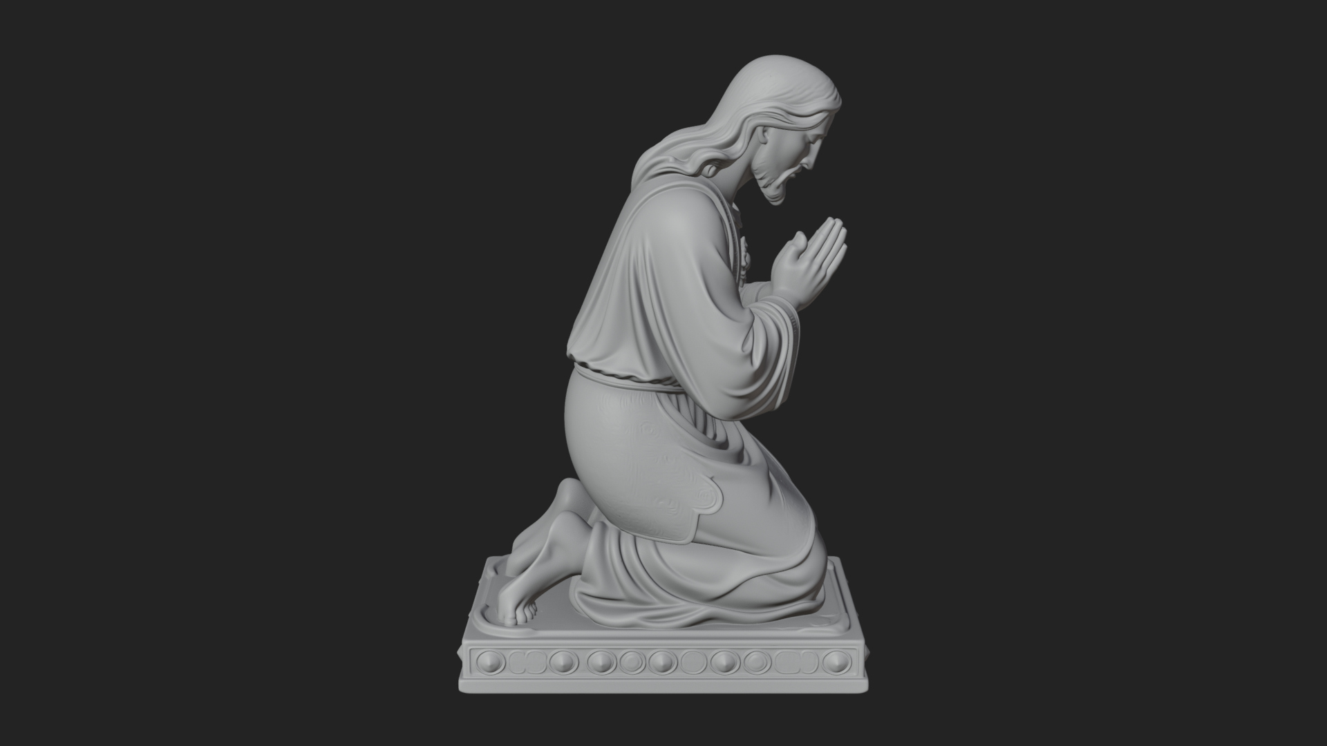 Christ Kneeling in Prayer Statue Design 4 3D Print Model 3D Model