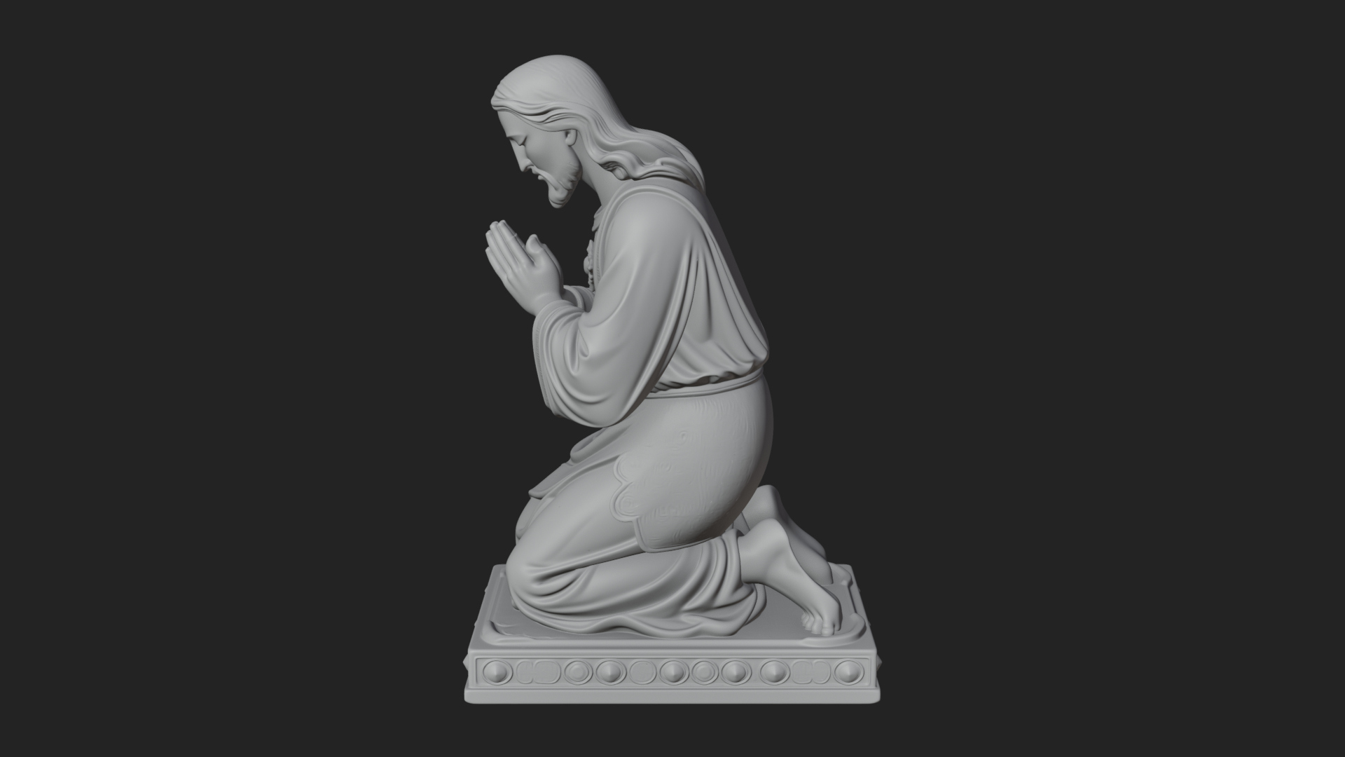 Christ Kneeling in Prayer Statue Design 4 3D Print Model 3D Model