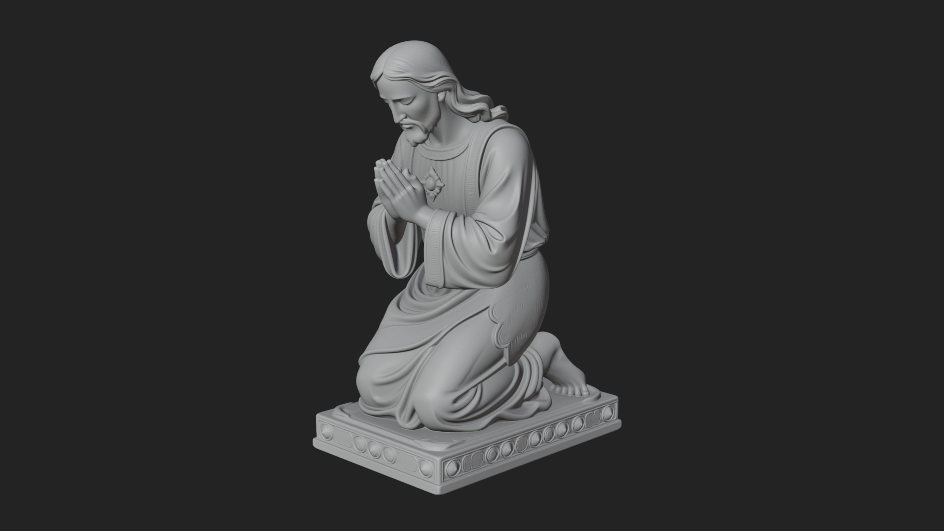 Christ Kneeling in Prayer Statue Design 4 3D Print Model 3D Model