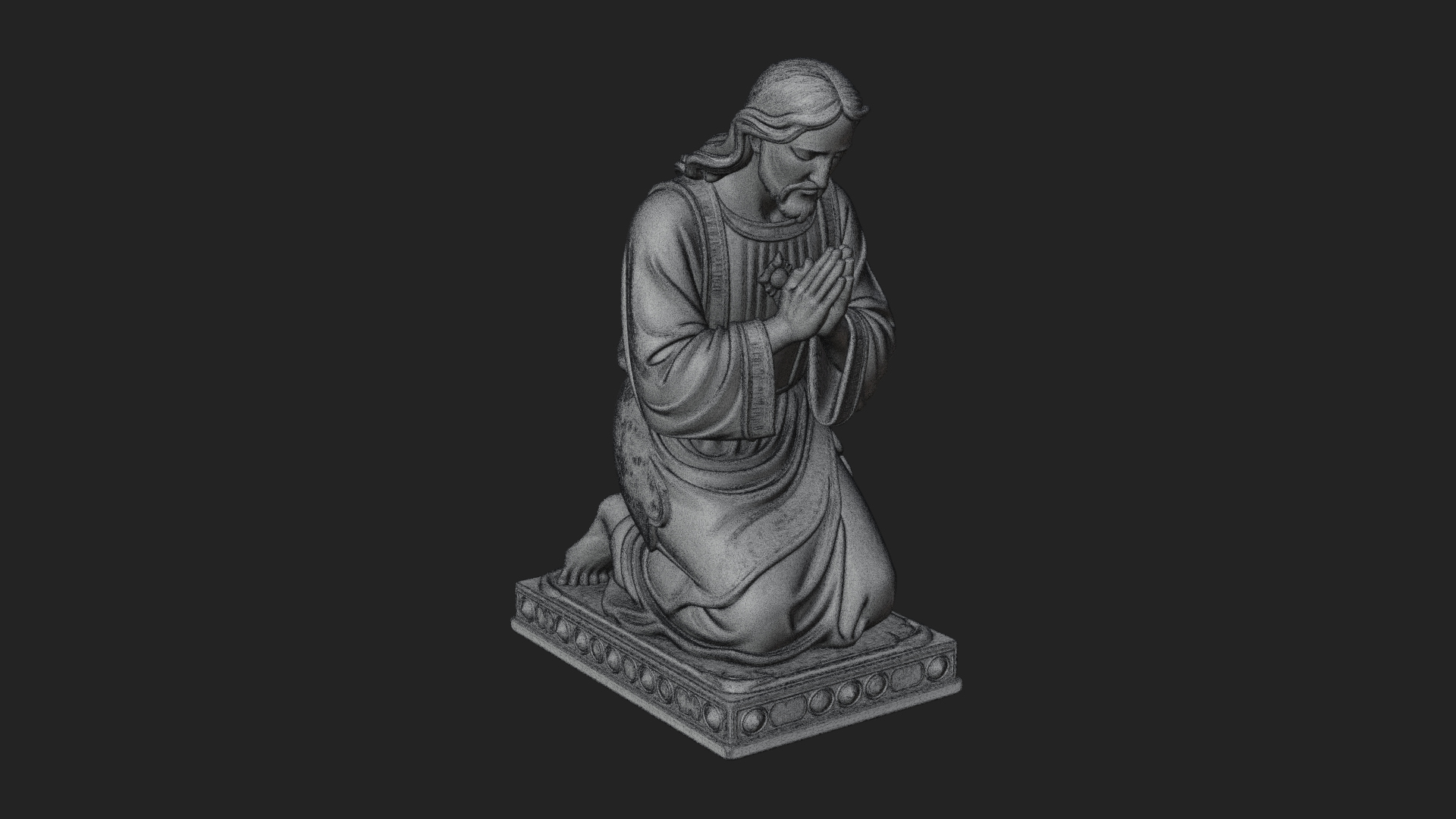 Christ Kneeling in Prayer Statue Design 4 3D Print Model 3D Model