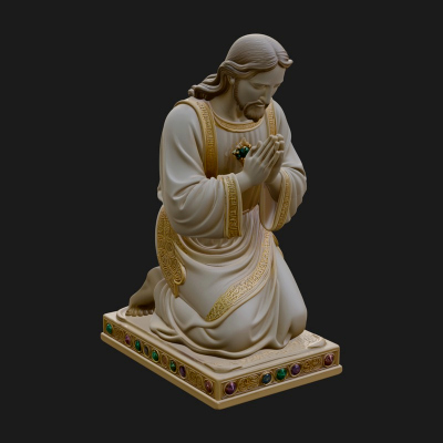 Christ Kneeling in Prayer Statue Design 4 3D Print Model