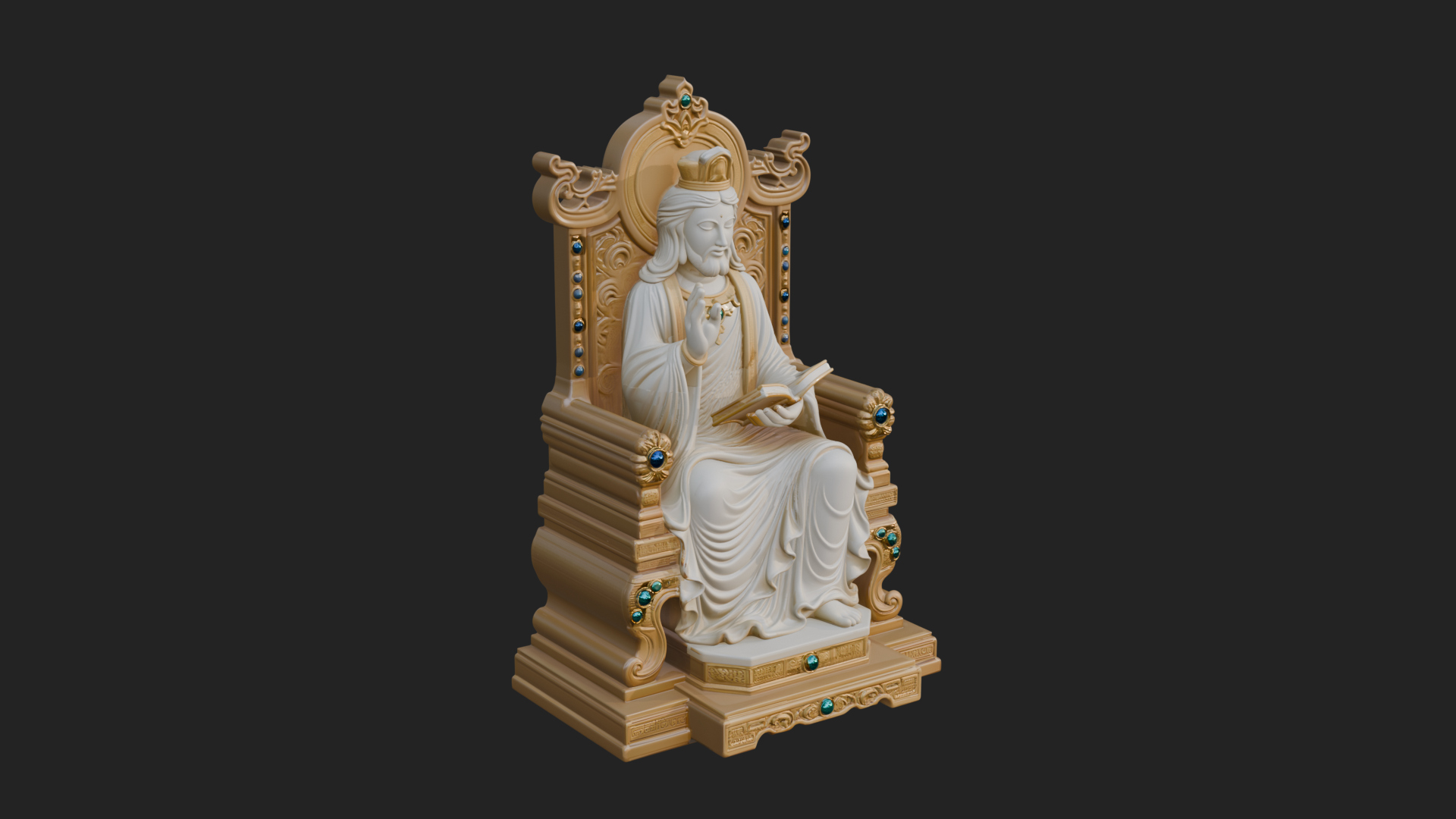 Christ on Carved Throne Statue Design 1 3D Print Model 3D Model