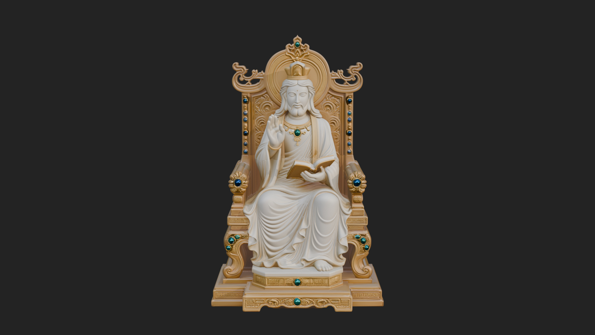 Christ on Carved Throne Statue Design 1 3D Print Model 3D Model