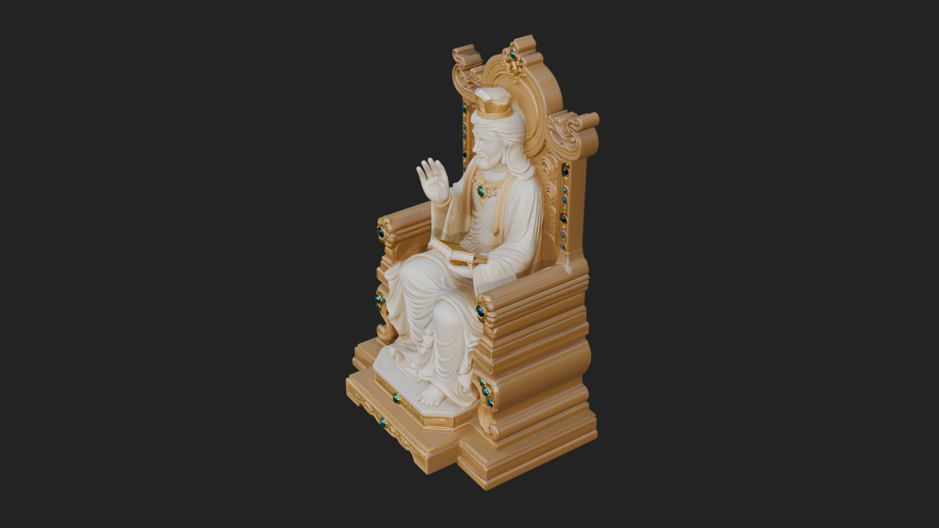 Christ on Carved Throne Statue Design 1 3D Print Model 3D Model