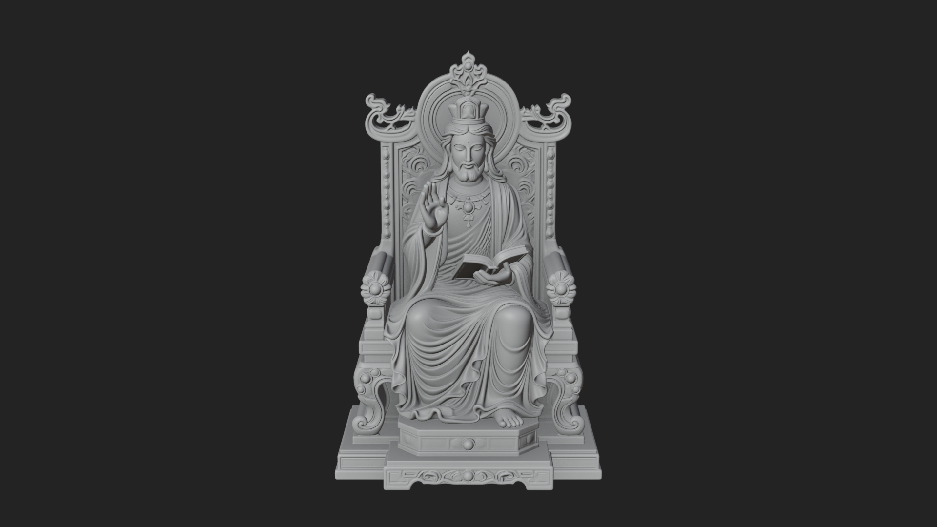 Christ on Carved Throne Statue Design 1 3D Print Model 3D Model