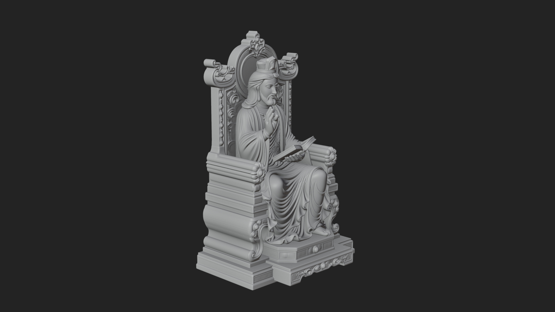 Christ on Carved Throne Statue Design 1 3D Print Model 3D Model