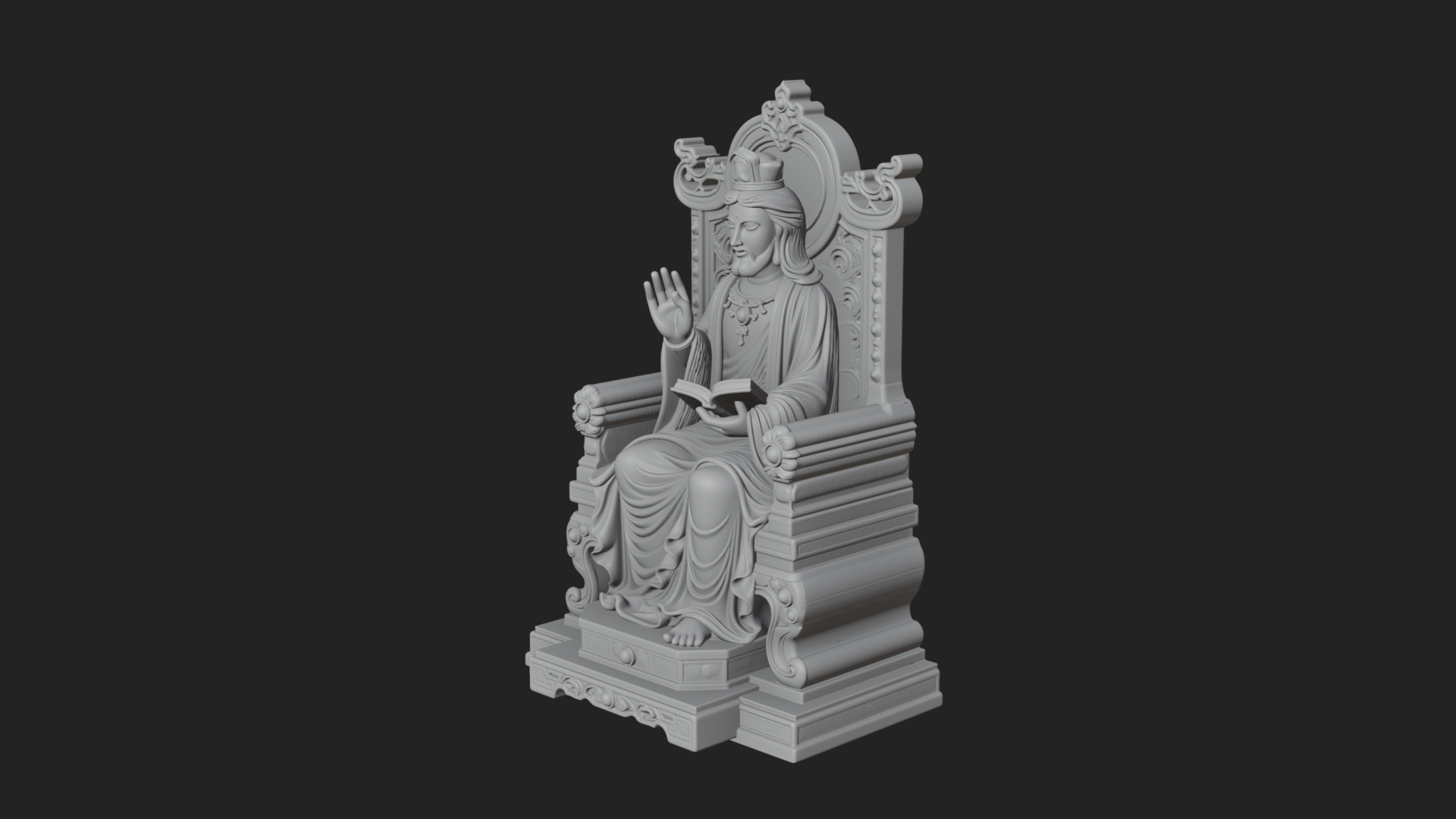 Christ on Carved Throne Statue Design 1 3D Print Model 3D Model