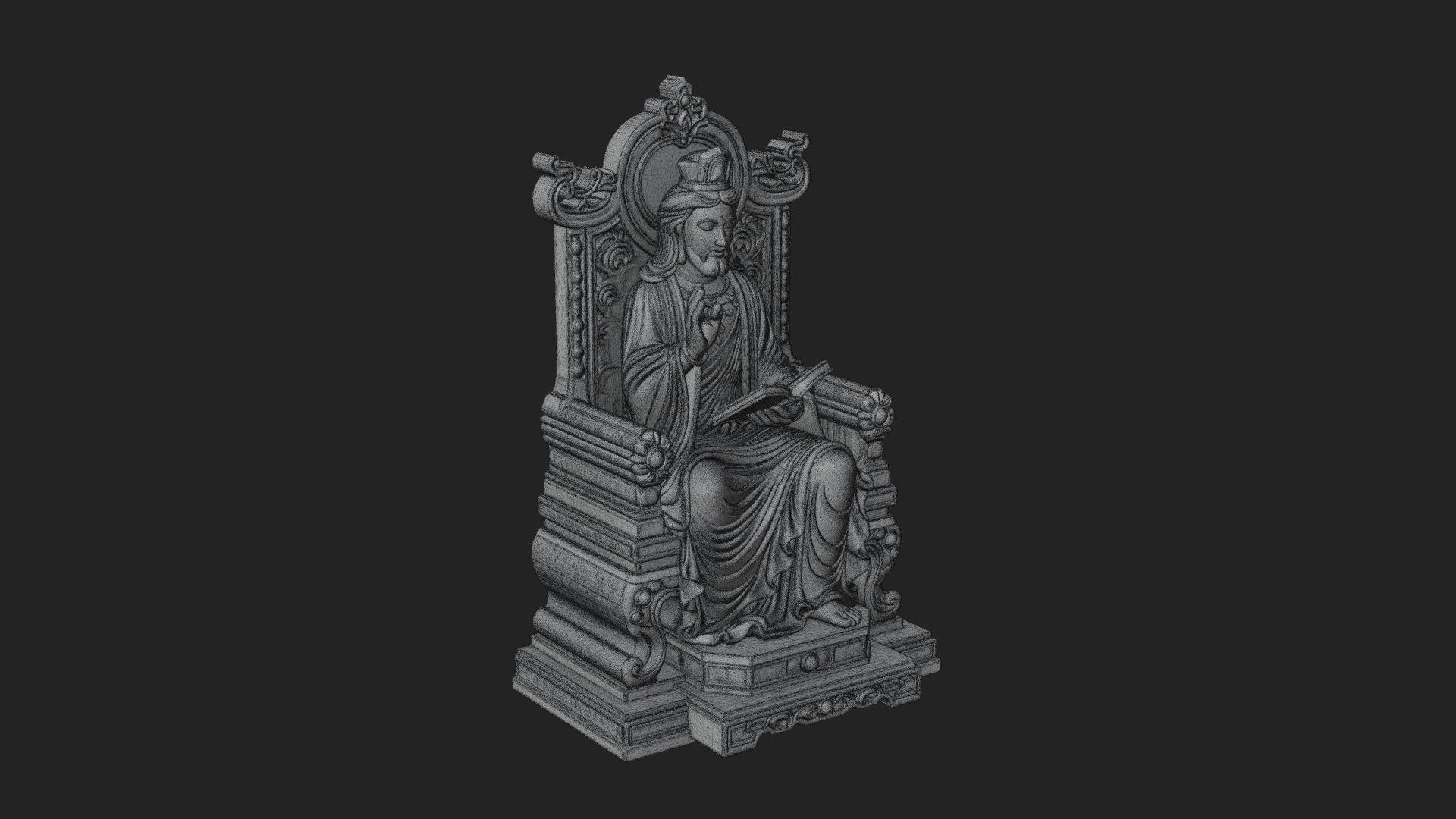 Christ on Carved Throne Statue Design 1 3D Print Model 3D Model