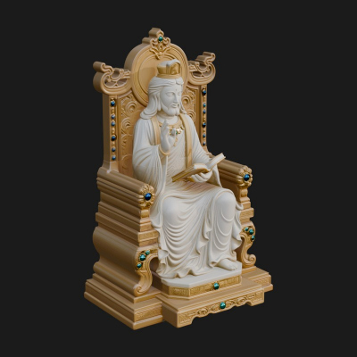 Christ on Carved Throne Statue Design 1 3D Print Model