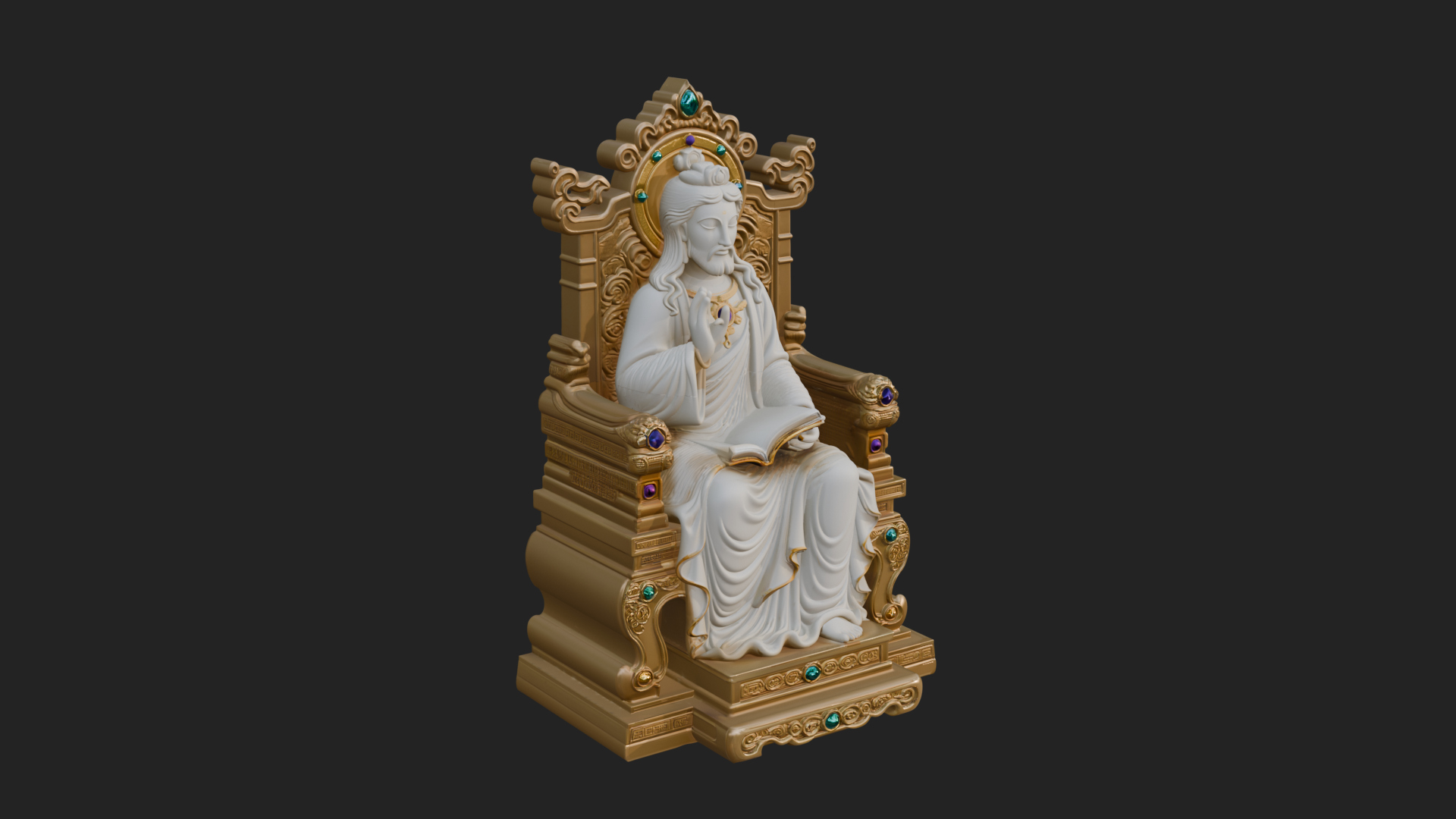 Christ on Carved Throne Statue Design 2 3D Print Model 3D Model