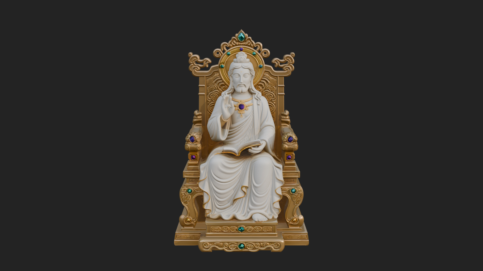 Christ on Carved Throne Statue Design 2 3D Print Model 3D Model