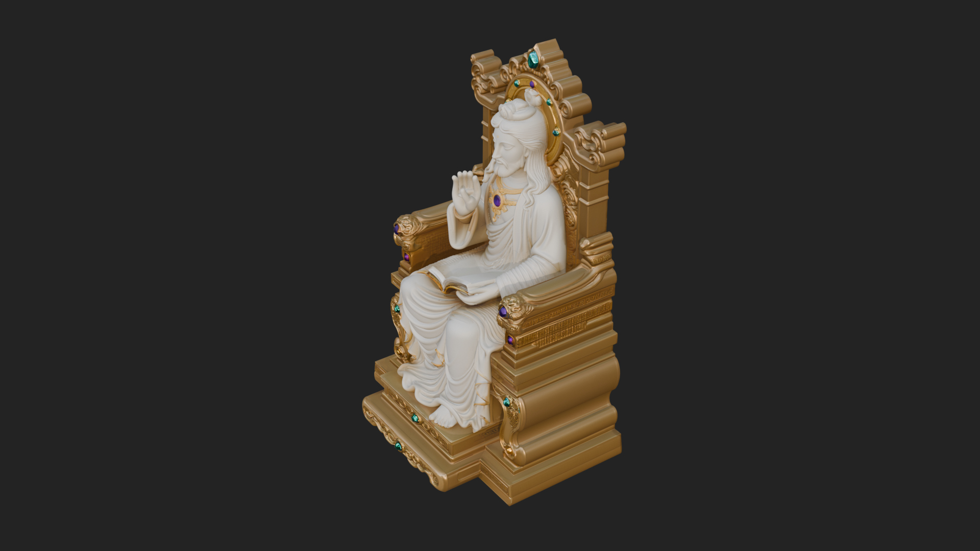 Christ on Carved Throne Statue Design 2 3D Print Model 3D Model
