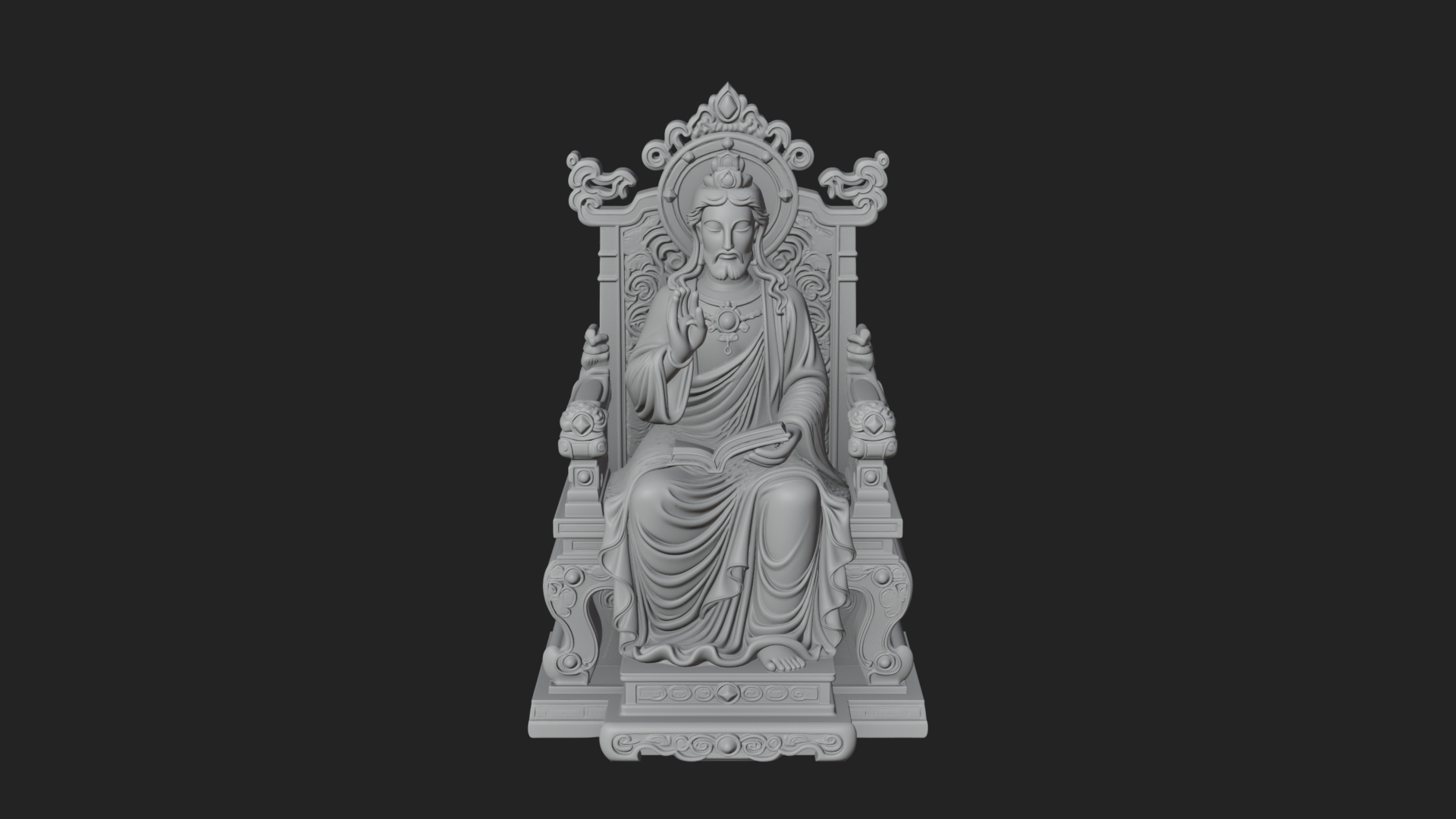 Christ on Carved Throne Statue Design 2 3D Print Model 3D Model