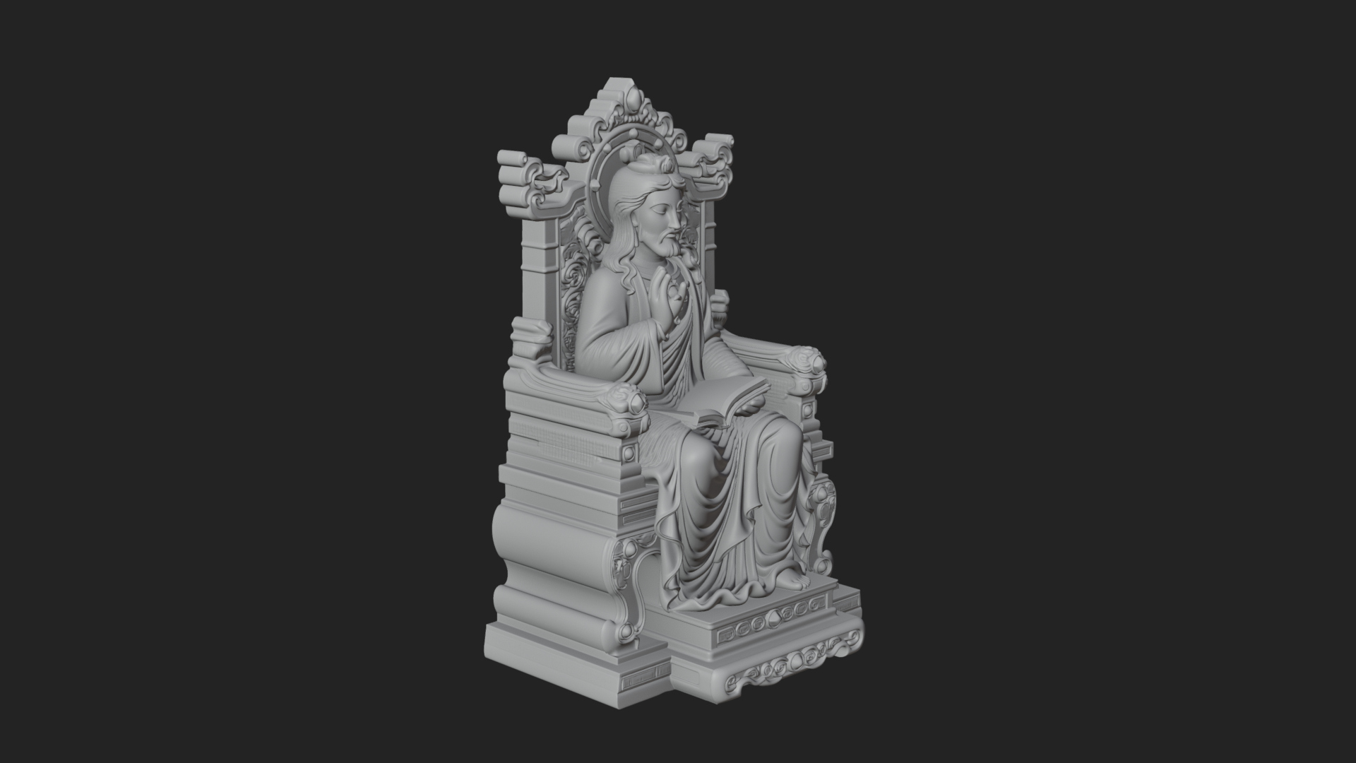 Christ on Carved Throne Statue Design 2 3D Print Model 3D Model