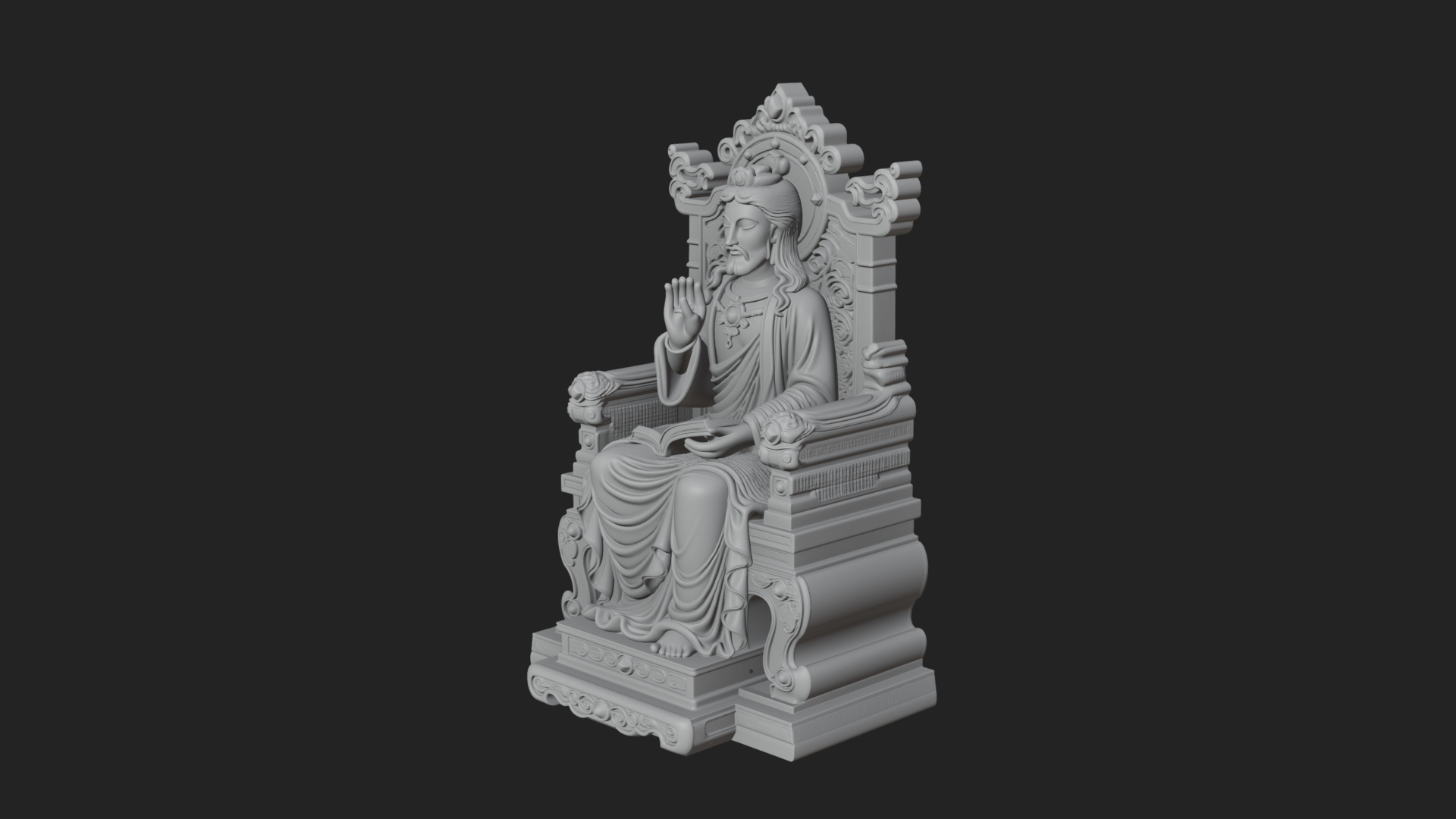 Christ on Carved Throne Statue Design 2 3D Print Model 3D Model