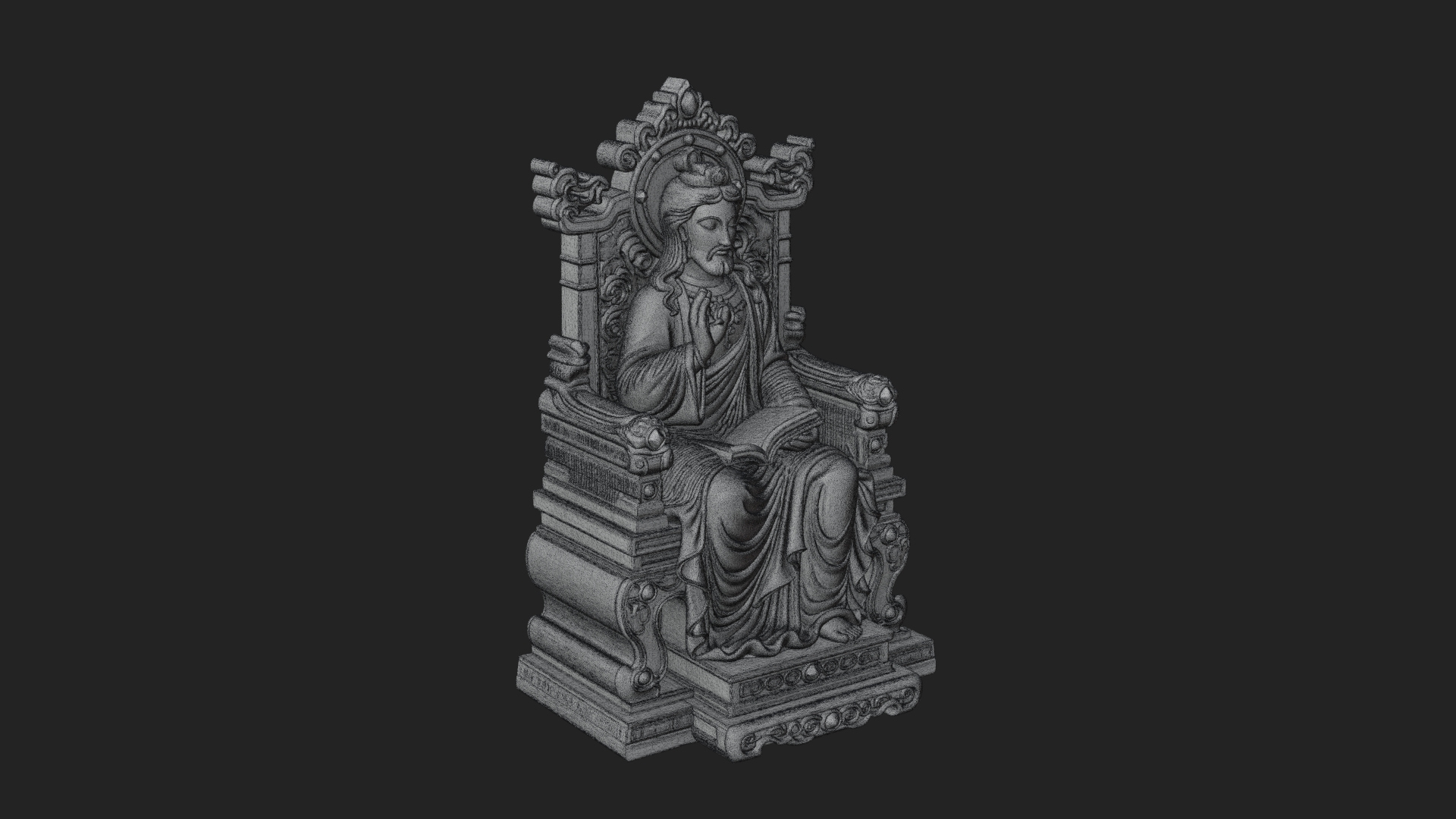 Christ on Carved Throne Statue Design 2 3D Print Model 3D Model