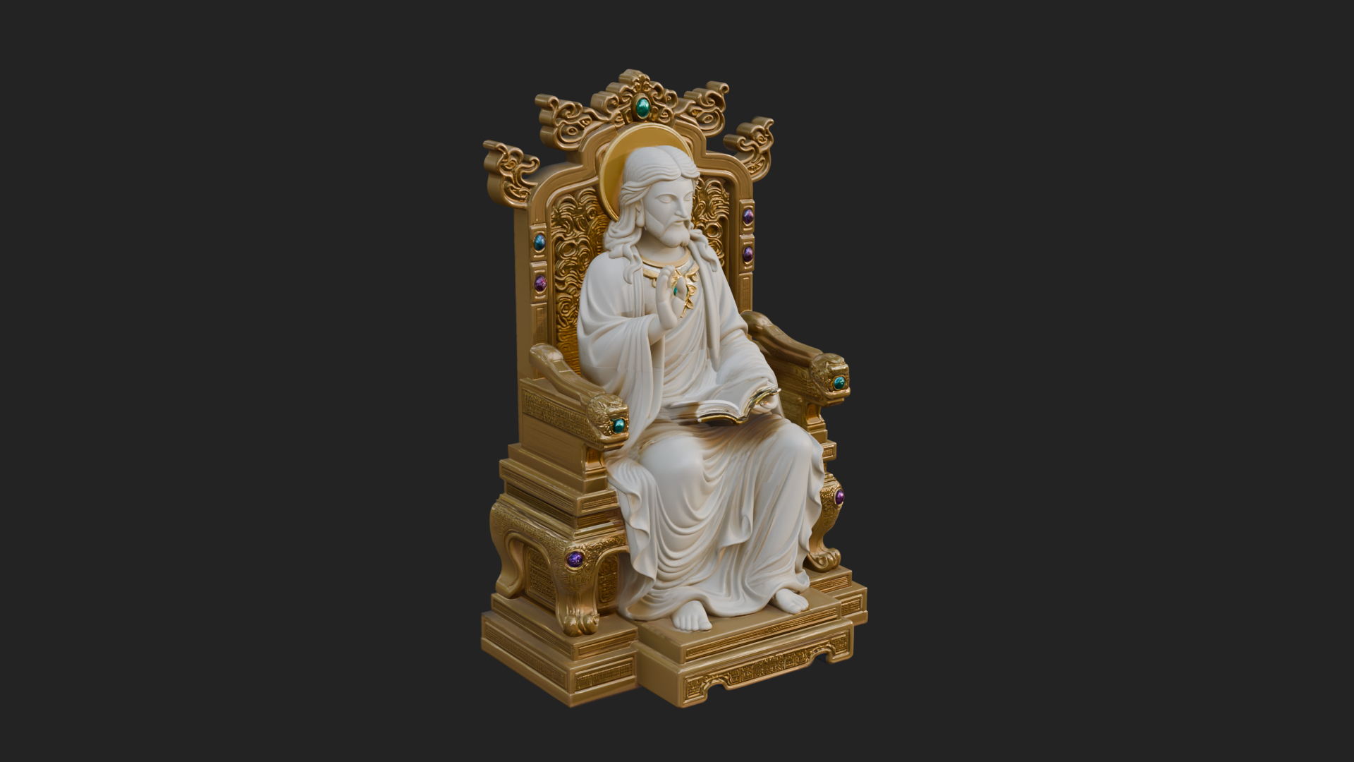 Christ on Carved Throne Statue Design 3 3D Print Model 3D Model