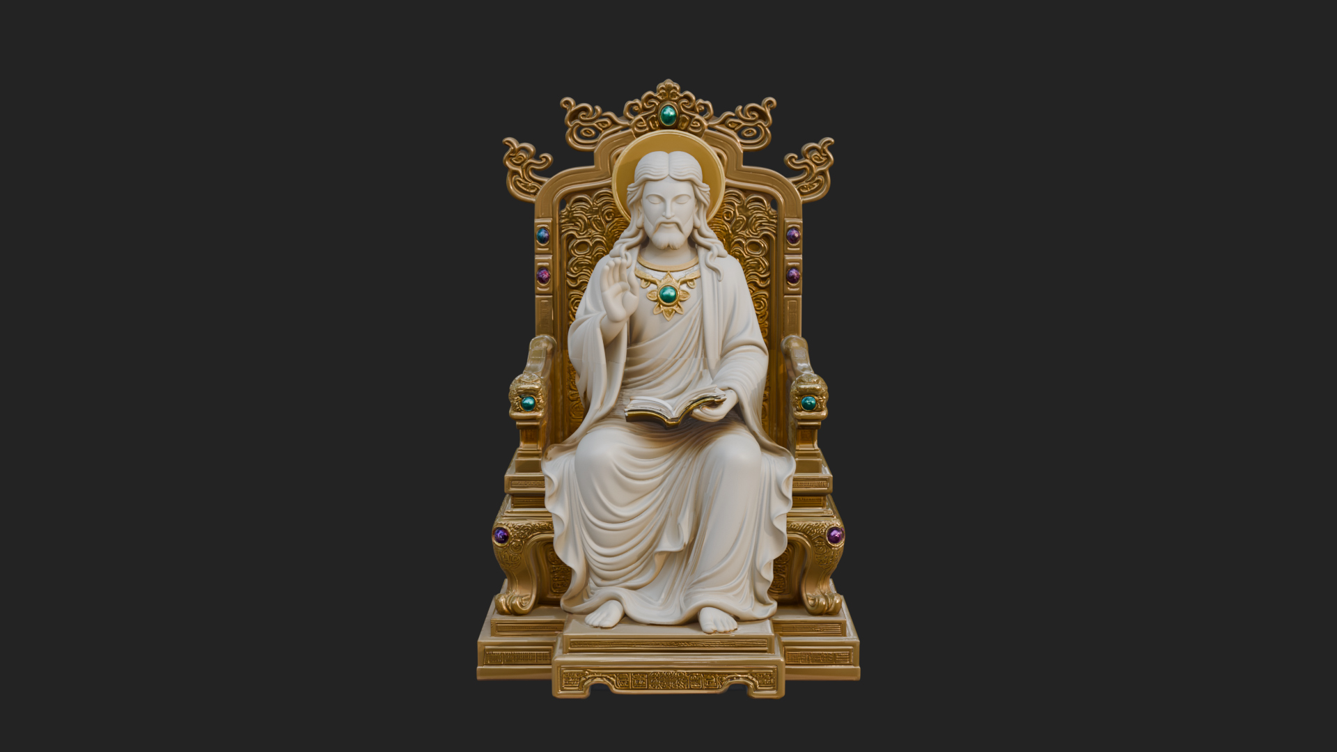 Christ on Carved Throne Statue Design 3 3D Print Model 3D Model