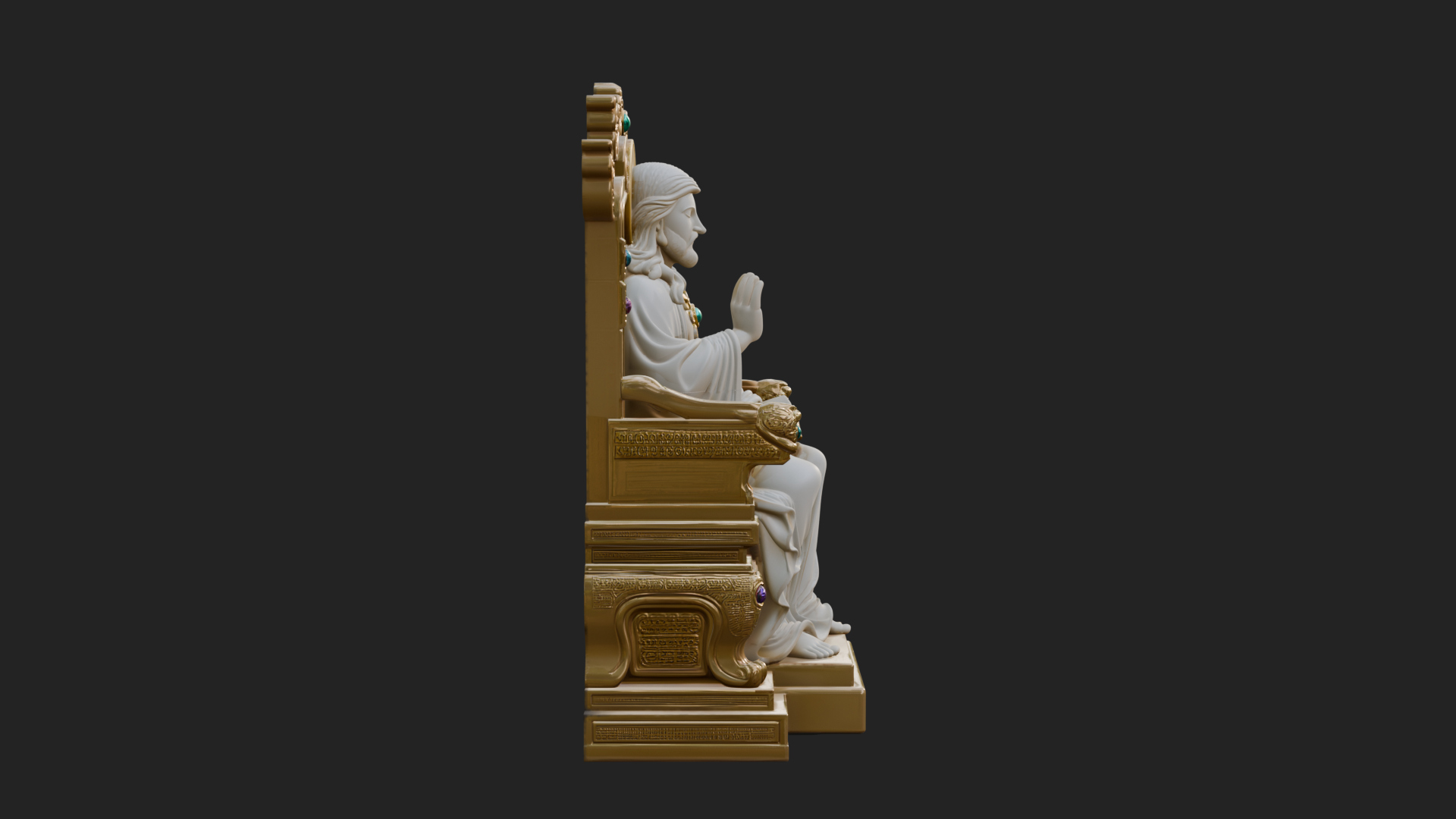 Christ on Carved Throne Statue Design 3 3D Print Model 3D Model