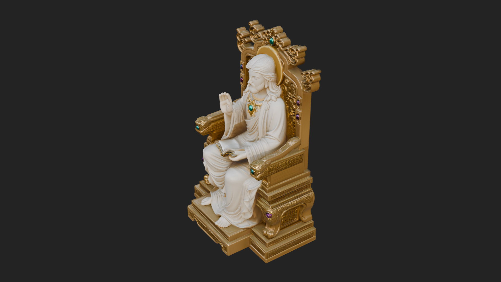 Christ on Carved Throne Statue Design 3 3D Print Model 3D Model