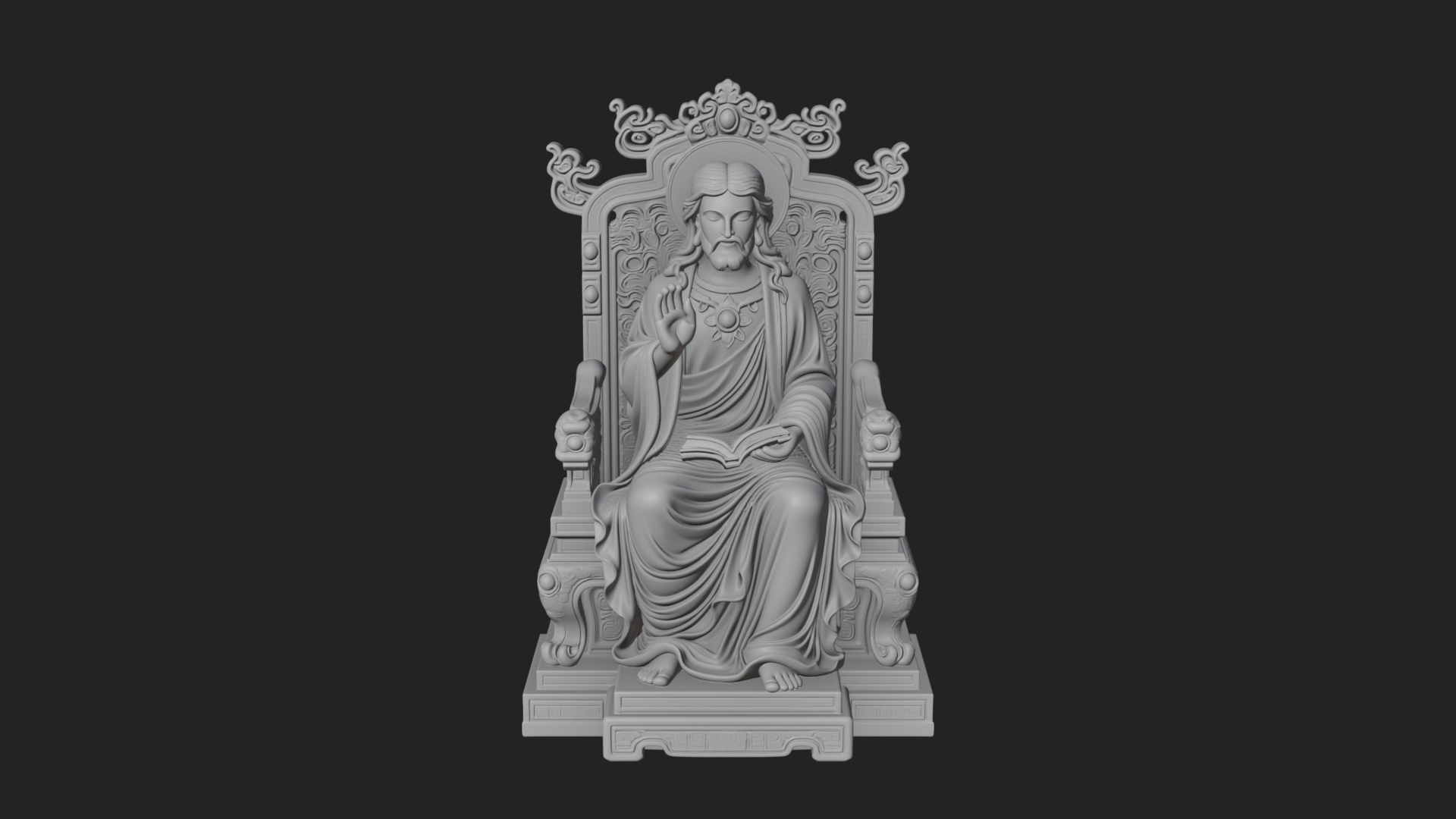 Christ on Carved Throne Statue Design 3 3D Print Model 3D Model