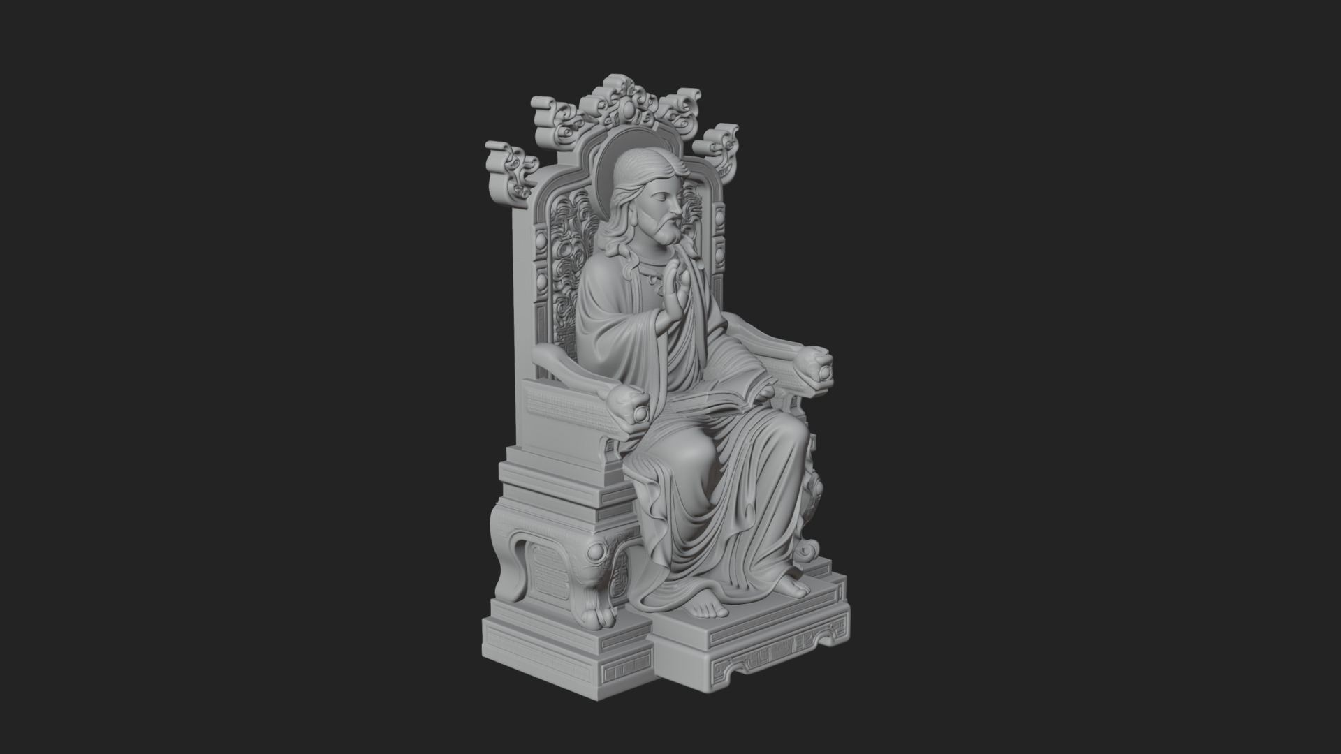 Christ on Carved Throne Statue Design 3 3D Print Model 3D Model
