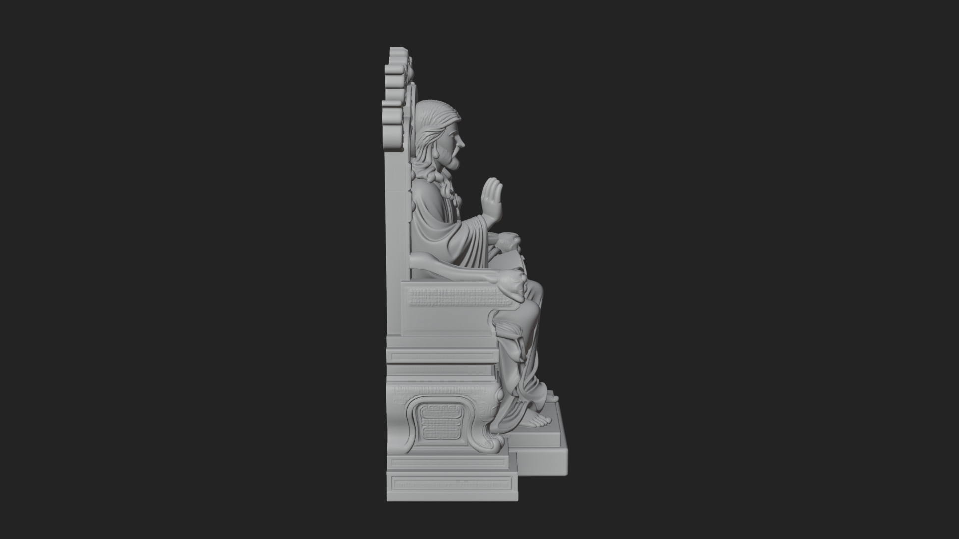 Christ on Carved Throne Statue Design 3 3D Print Model 3D Model