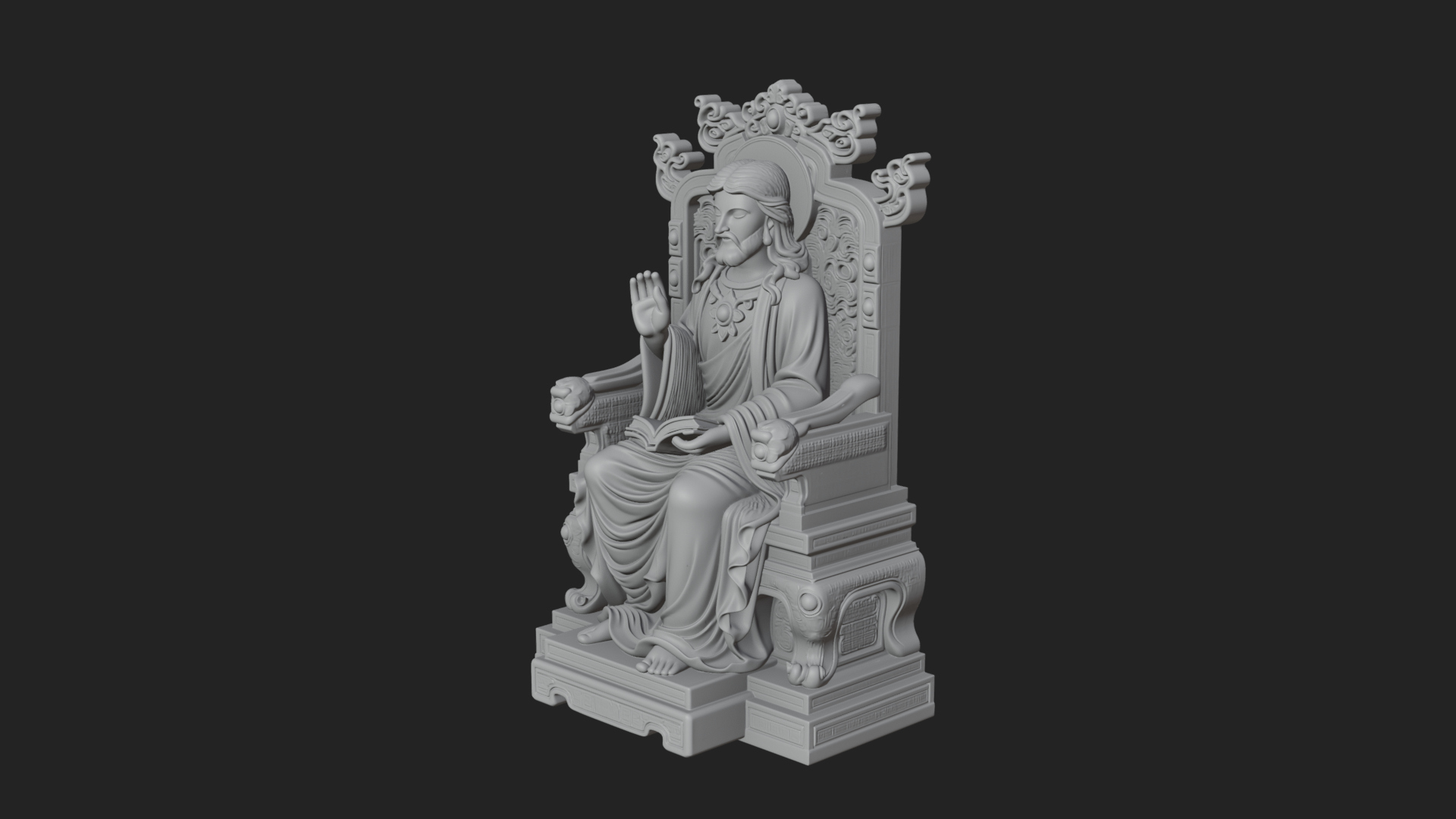 Christ on Carved Throne Statue Design 3 3D Print Model 3D Model