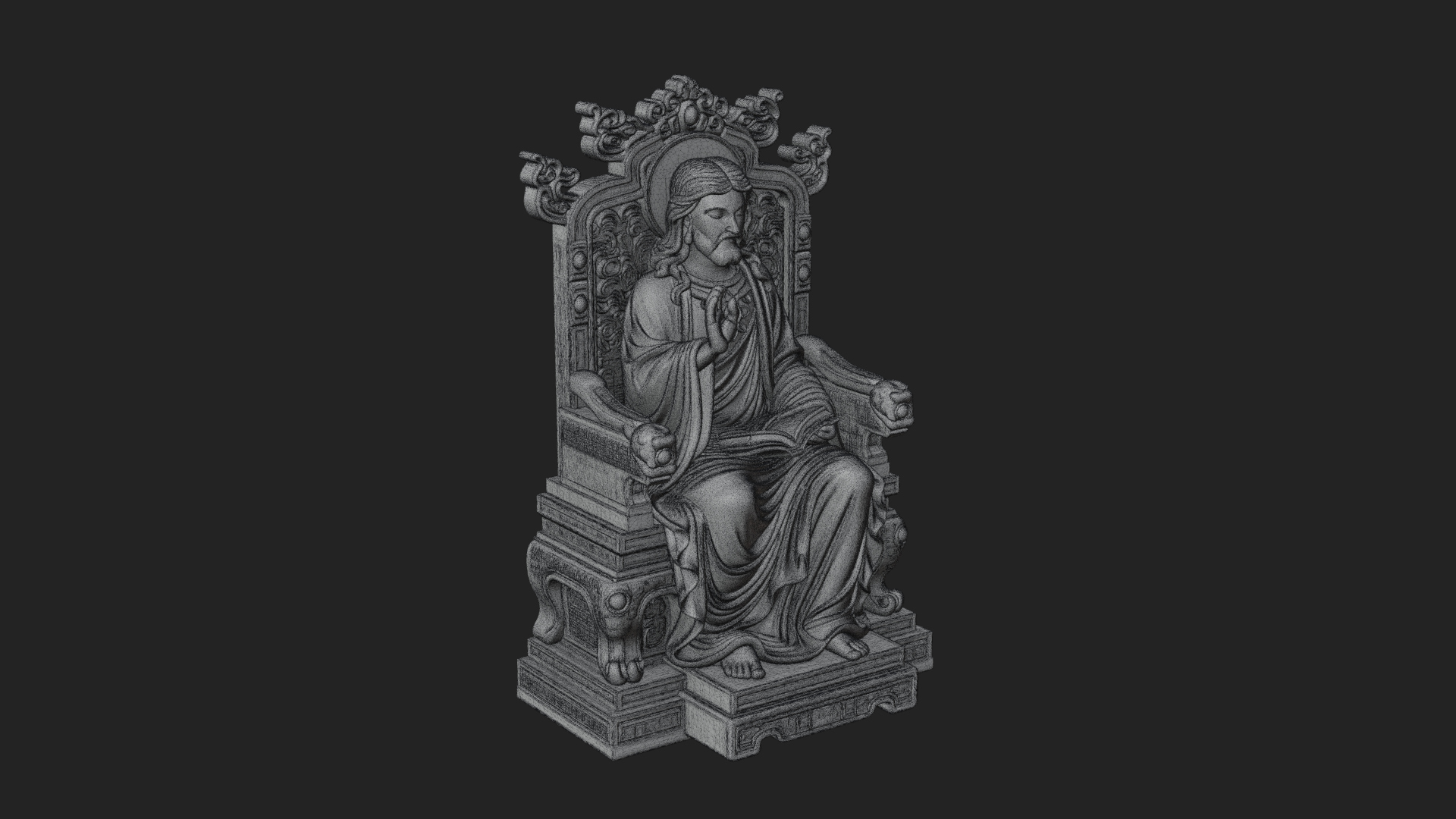 Christ on Carved Throne Statue Design 3 3D Print Model 3D Model
