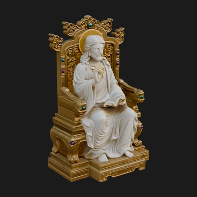 Christ on Carved Throne Statue Design 3 3D Print Model