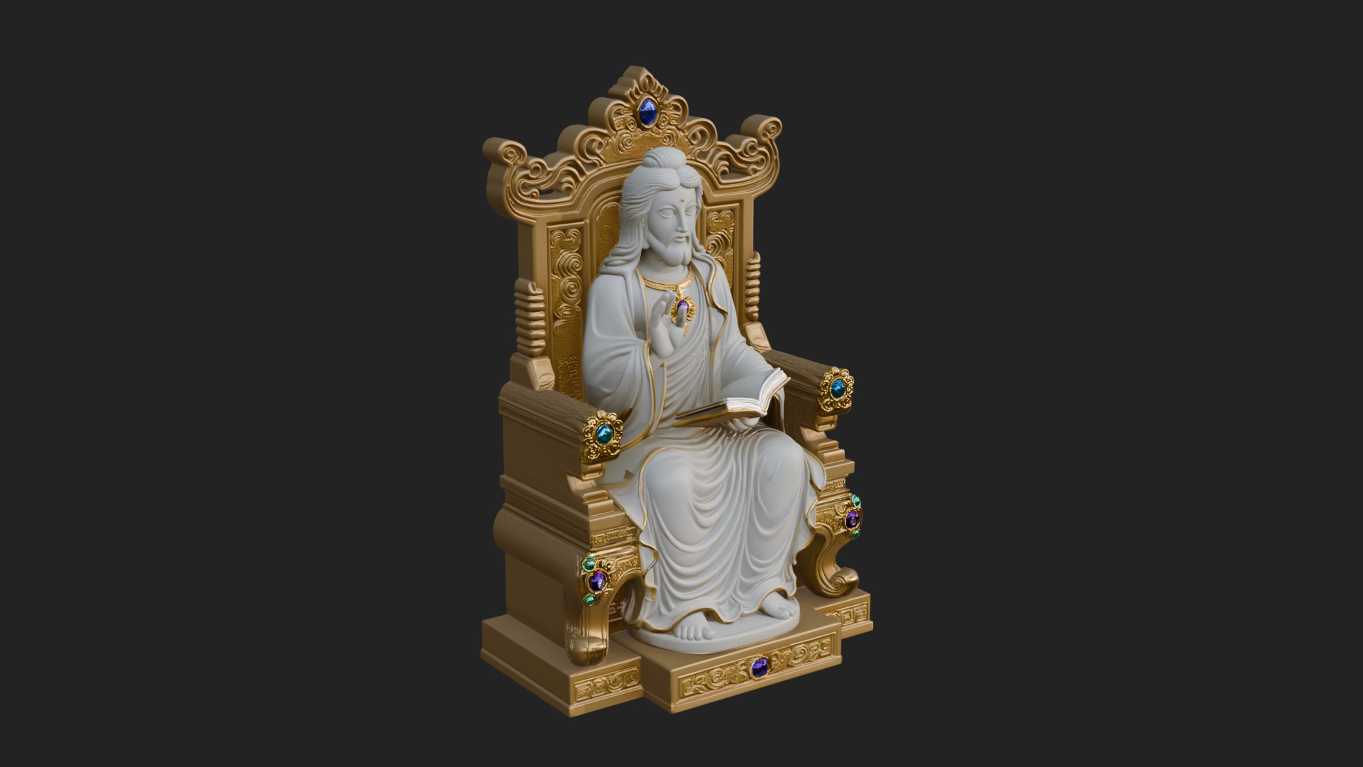 Christ on Carved Throne Statue Design 4 3D Print Model 3D Model