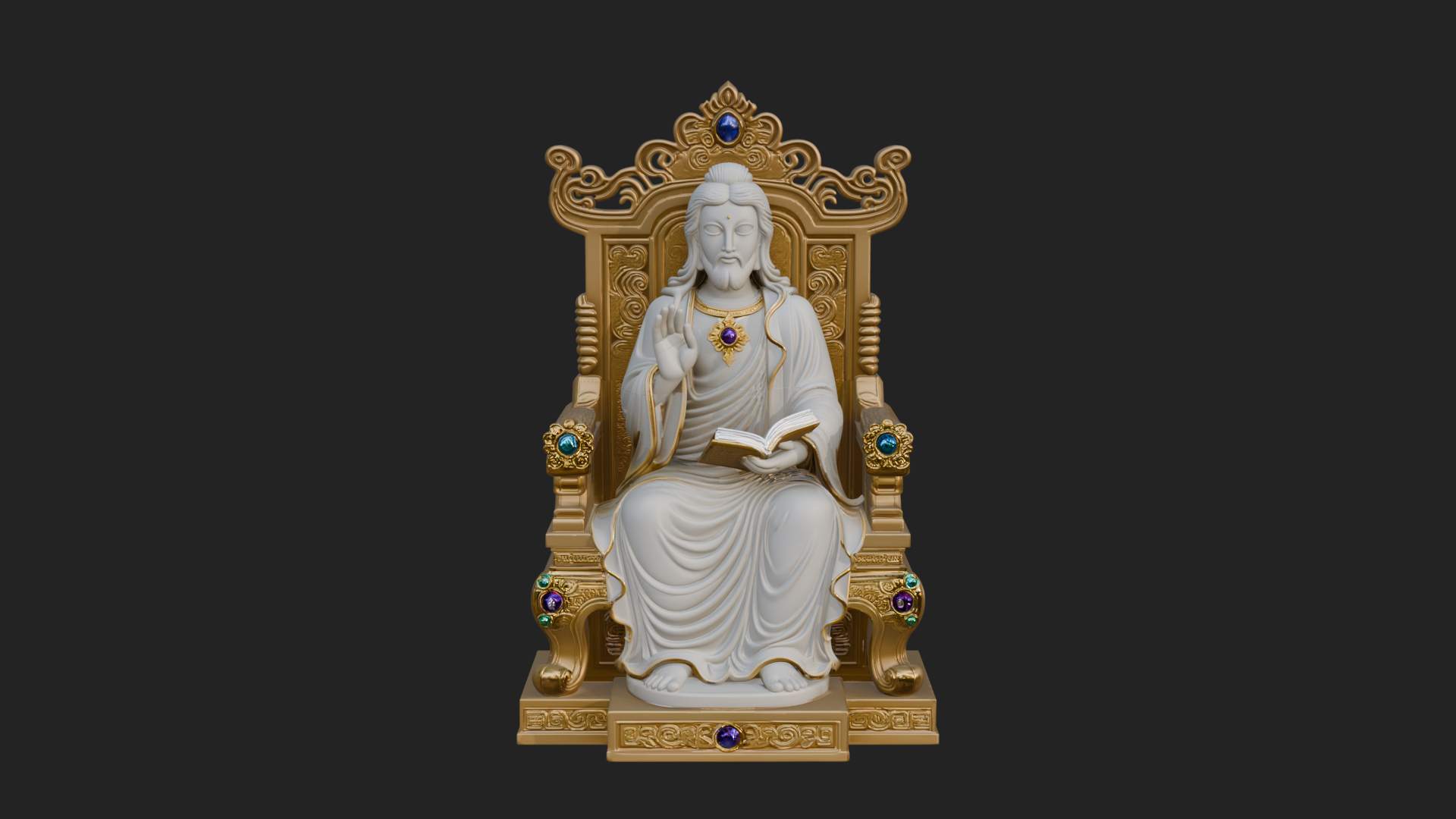 Christ on Carved Throne Statue Design 4 3D Print Model 3D Model