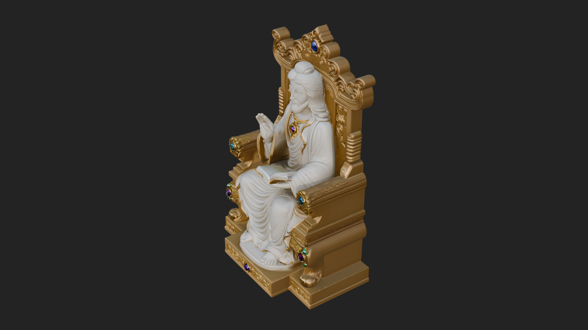Christ on Carved Throne Statue Design 4 3D Print Model 3D Model