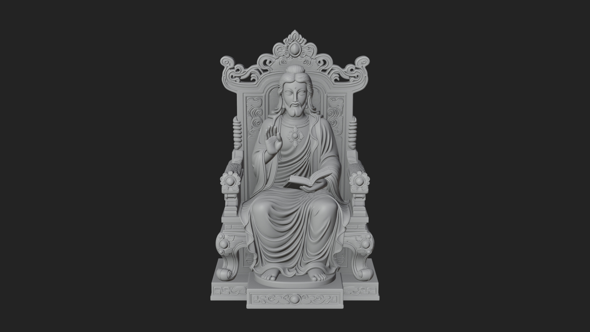 Christ on Carved Throne Statue Design 4 3D Print Model 3D Model