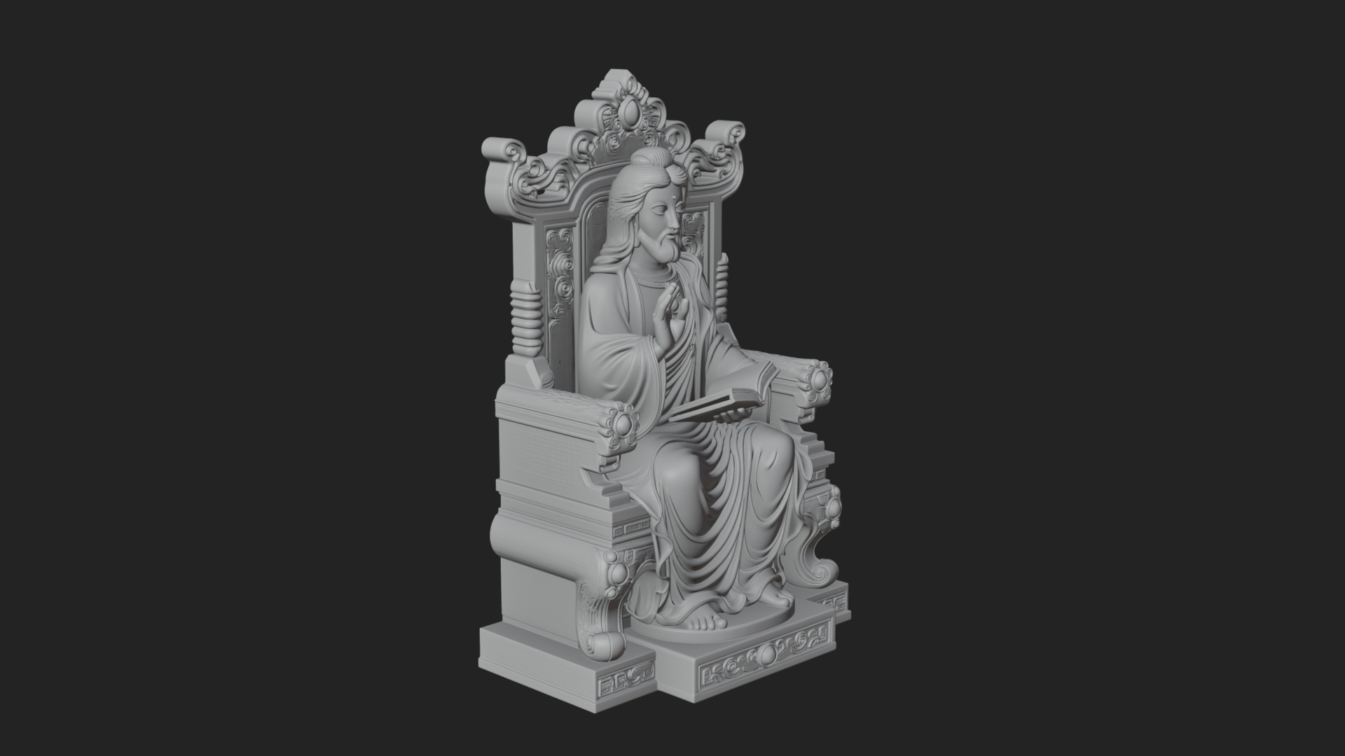 Christ on Carved Throne Statue Design 4 3D Print Model 3D Model