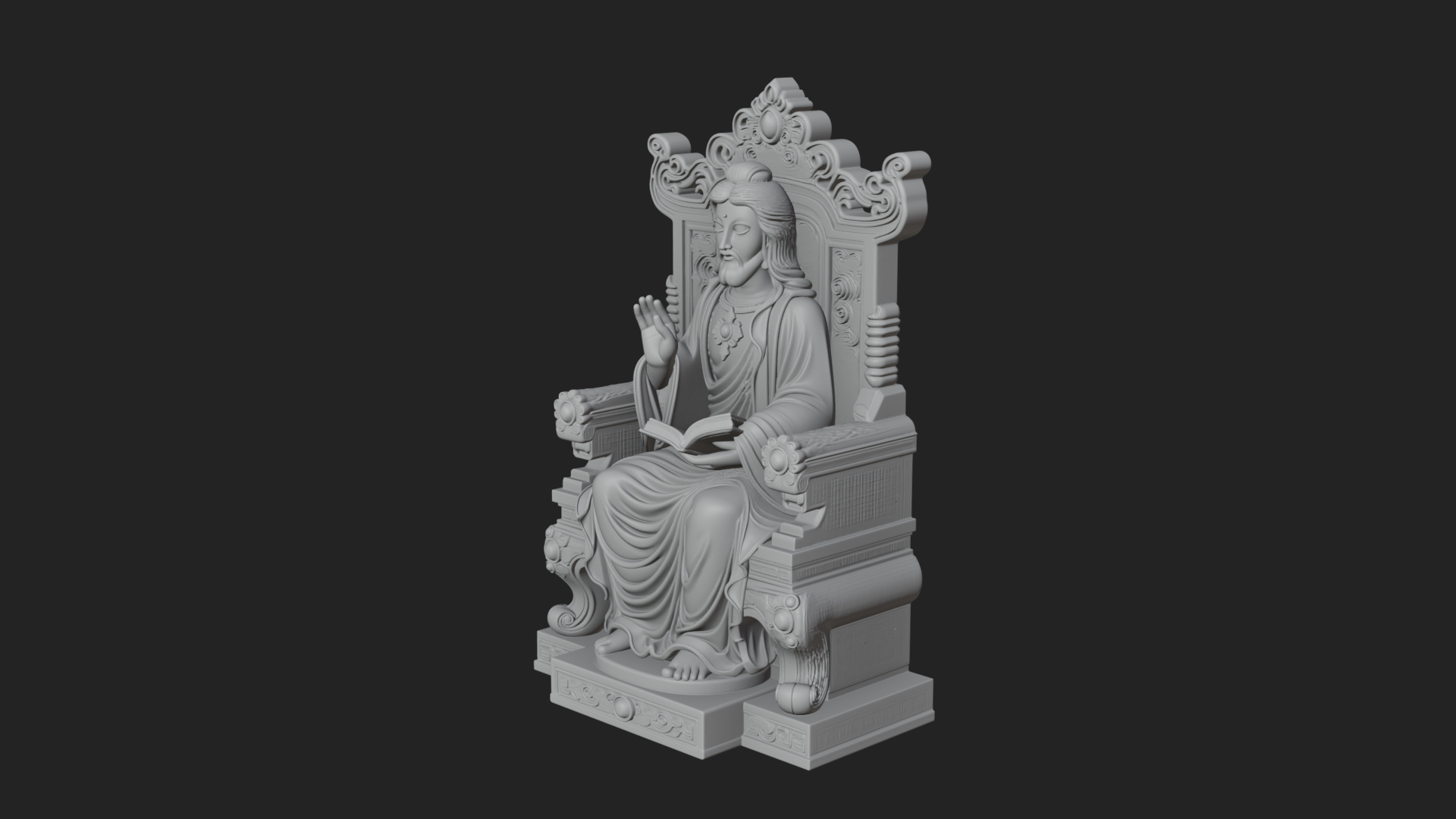 Christ on Carved Throne Statue Design 4 3D Print Model 3D Model
