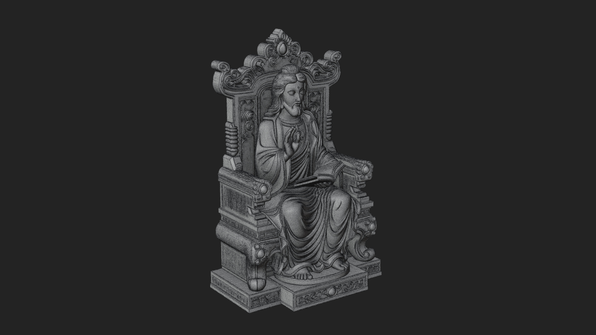 Christ on Carved Throne Statue Design 4 3D Print Model 3D Model