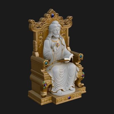 Christ on Carved Throne Statue Design 4 3D Print Model