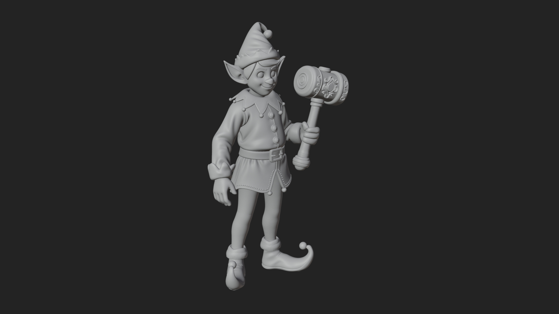 Christmas Elf Helper Statue Design 2 3D Print Model 3D Model