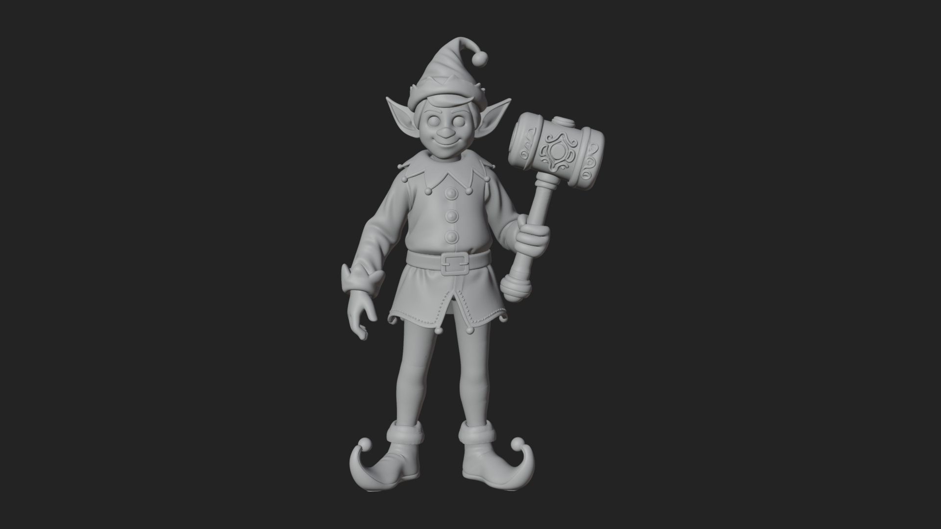 Christmas Elf Helper Statue Design 2 3D Print Model 3D Model