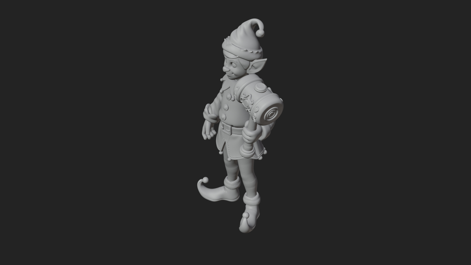 Christmas Elf Helper Statue Design 2 3D Print Model 3D Model